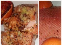 Somon cu parmezan, in suc de portocale rosii – la cuptor Somon in suc de portocale rosii si crusta de parmezan - la cuptor