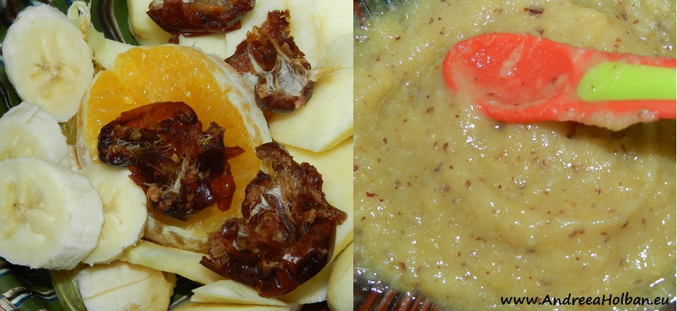 Piure de portocala, mar, banana si curmale (dupa 8 luni)