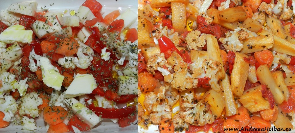 Piure de conopida, pastarnac, morcov, ardei, rosii, oregano si busuioc (dupa 10 luni)