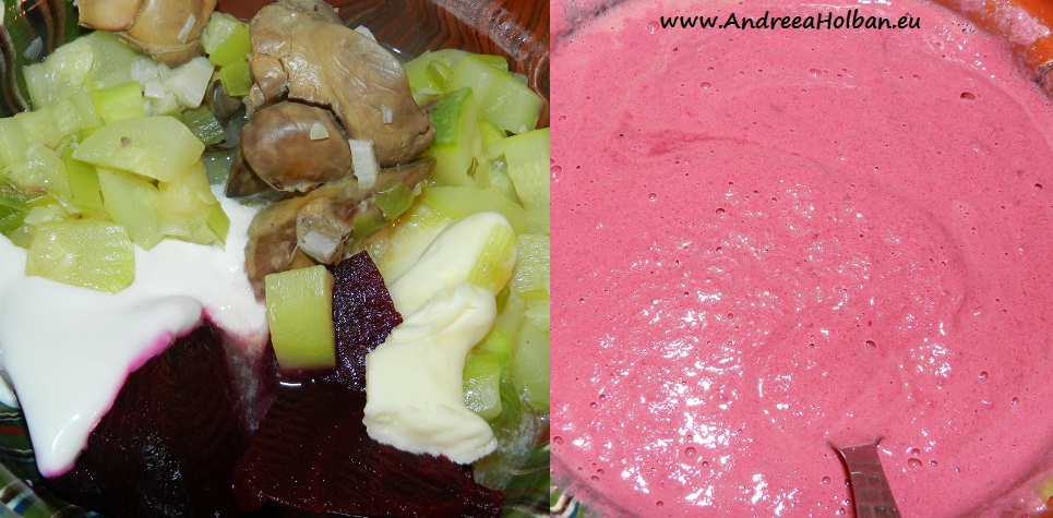 Pate de ficat cu dovlecel, sfecla rosie, praz si usturoi (dupa 8 luni)