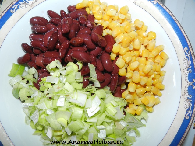 Salata de fasole cu porumb si praz