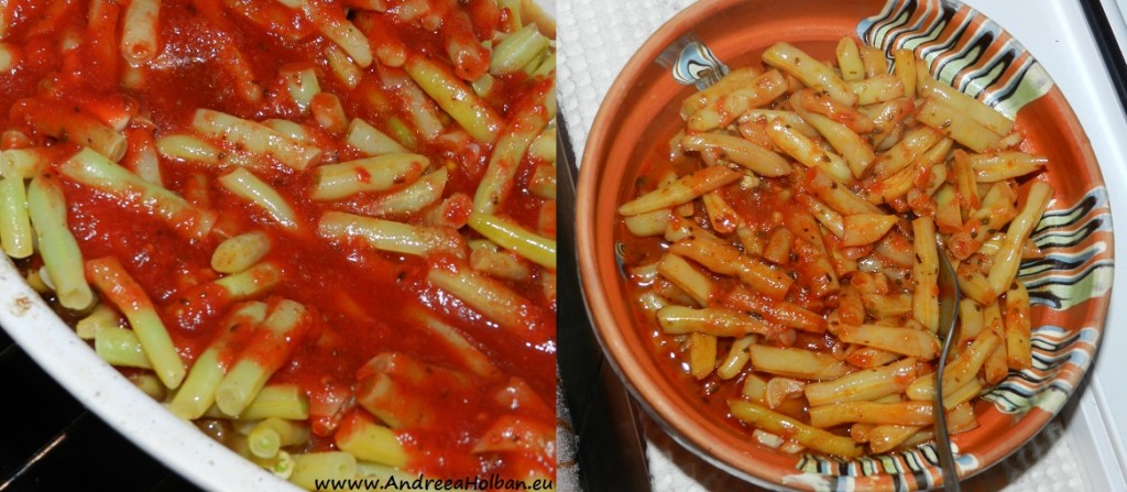 Fasole pastai la cuptor, cu usturoi, busuioc si sos de rosii picantel