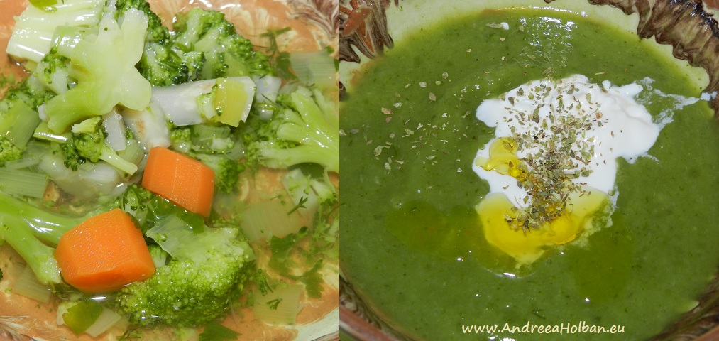 Supa crema de broccoli cu morcov, praz, telina si usturoi (dupa 10 luni)