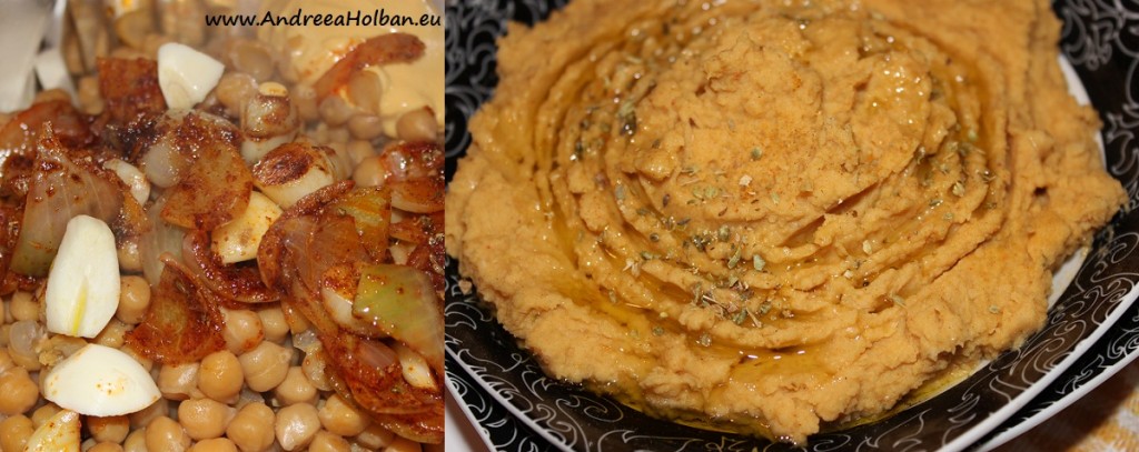 Pasta de naut cu ceapa, usturoi, boia de ardei afumata si mustar